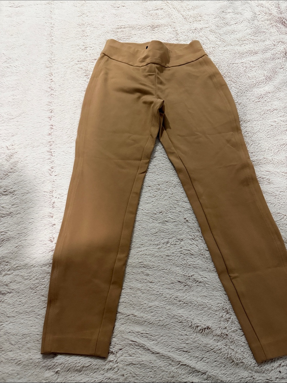 Express Straight-Leg Ponte Pants in Camel Brown